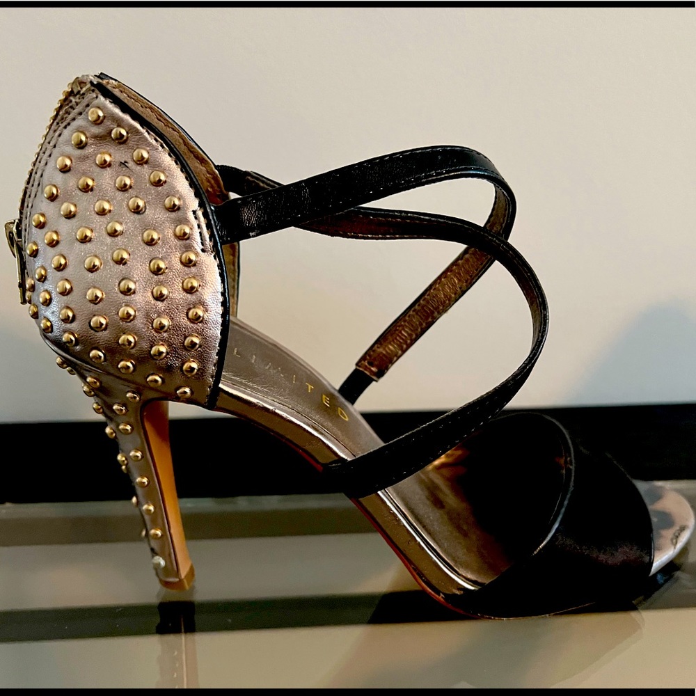 The Limited Black and Gold Studded Heels
